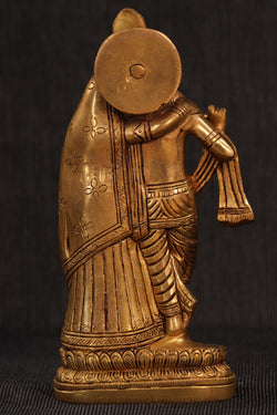 Image of Brass Radha Krishna Statue Playing Flute