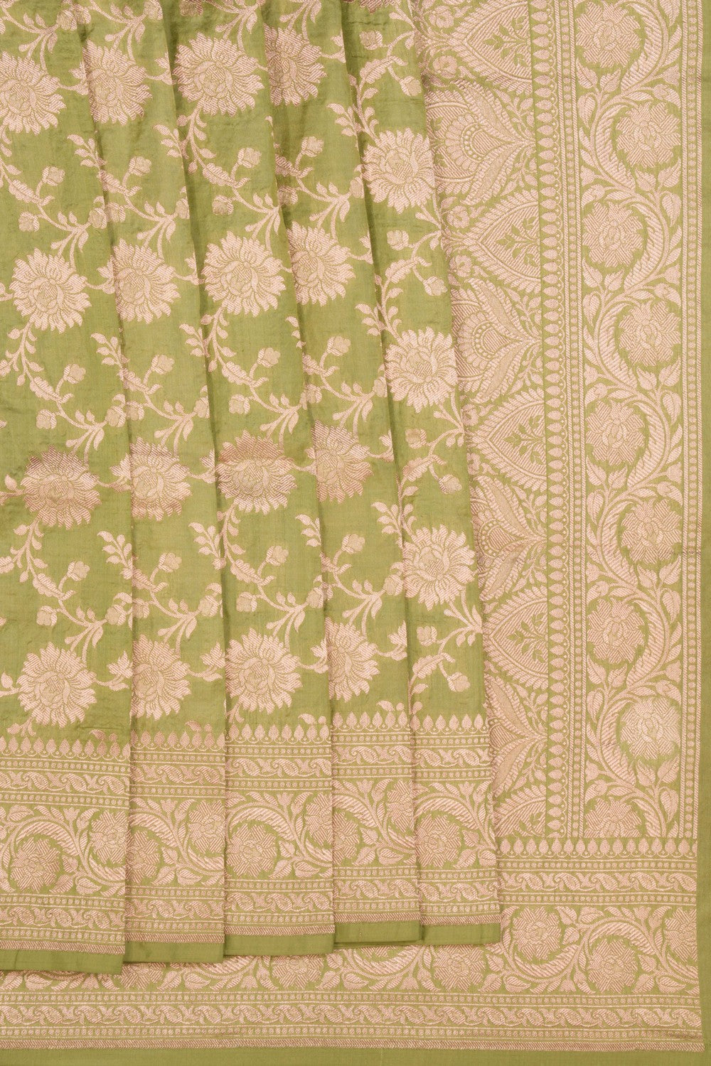 Banarasi Katan Silk Sage Green Saree