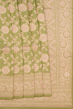 Image of Banarasi Katan Silk Sage Green Saree