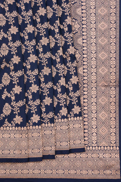 Image of Banarasi Katan Silk Blue Saree