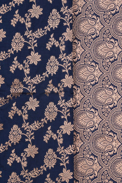 Image of Banarasi Katan Silk Blue Saree