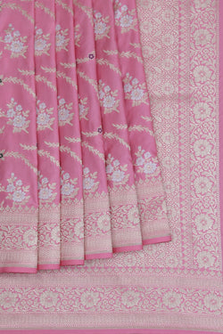 Image of Banarasi Silk Pink Saree