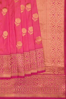 Image of Banarasi Katan Silk Fuchsia-Pink Saree