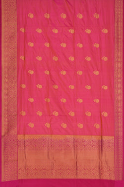 Image of Banarasi Katan Silk Fuchsia-Pink Saree