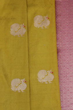 Image of Banarasi Silk Fenugreek Green Saree