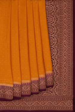 Image of Banarasi Crepe Silk Mustard Saree