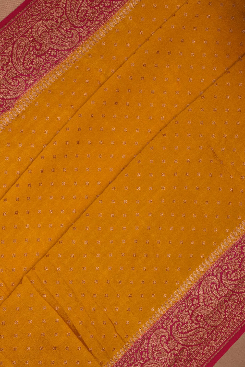 Banarasi Crepe Silk Spring Yellow Saree