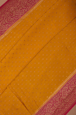 Image of Banarasi Crepe Silk Spring Yellow Saree