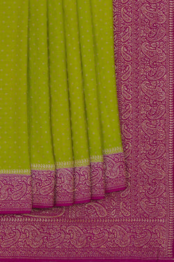 Image of Banarasi Crepe Silk Green Saree