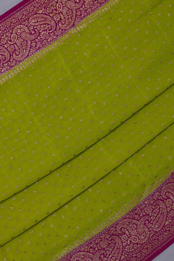 Image of Banarasi Crepe Silk Green Saree