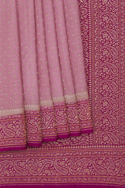 Image of Banarasi Crepe Silk Pink Saree