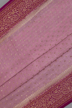 Image of Banarasi Crepe Silk Pink Saree