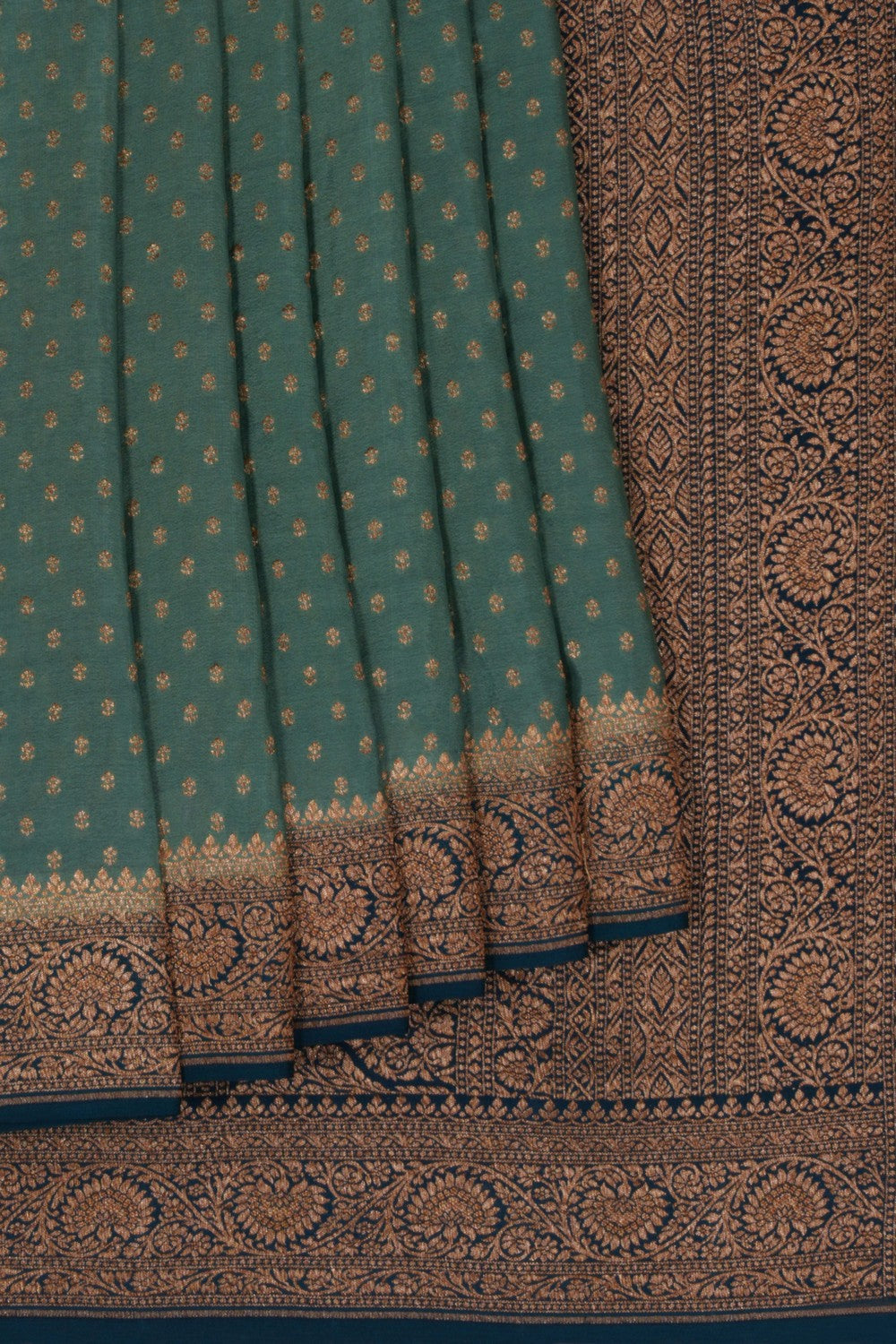 Banarasi Crepe Silk Smoky Blue Saree