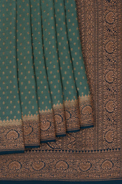 Image of Banarasi Crepe Silk Smoky Blue Saree