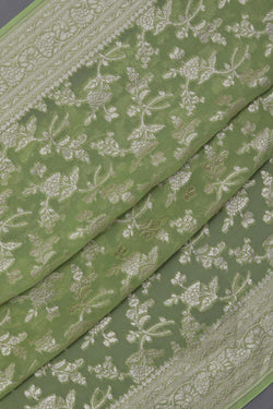 Image of Banarasi Georgette Green Saree