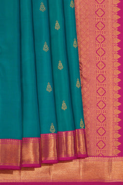 Image of Kanchipattu Sea Blue Saree