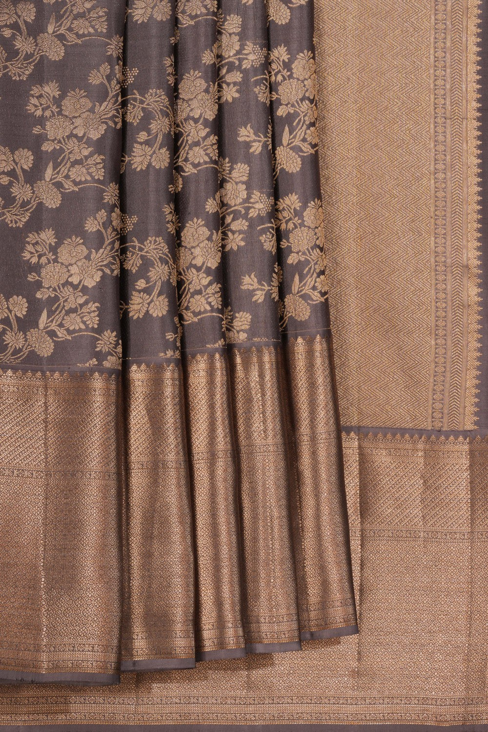 Kanchipattu Brocade Silk Grey Saree