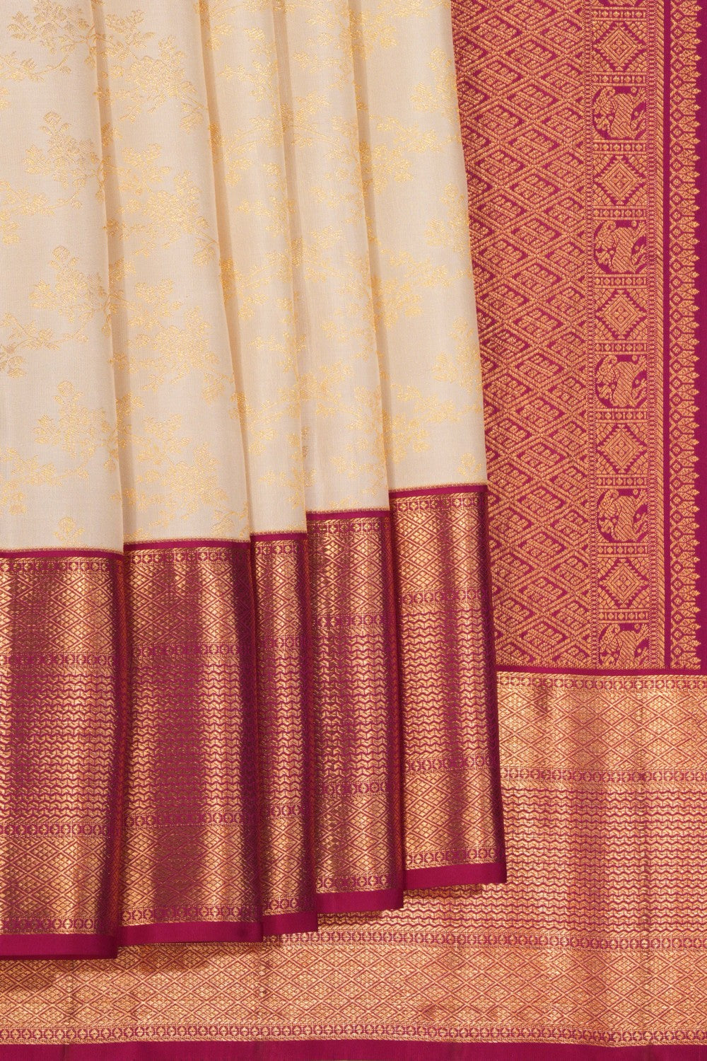 Kanchipattu Brocade Off-White Saree