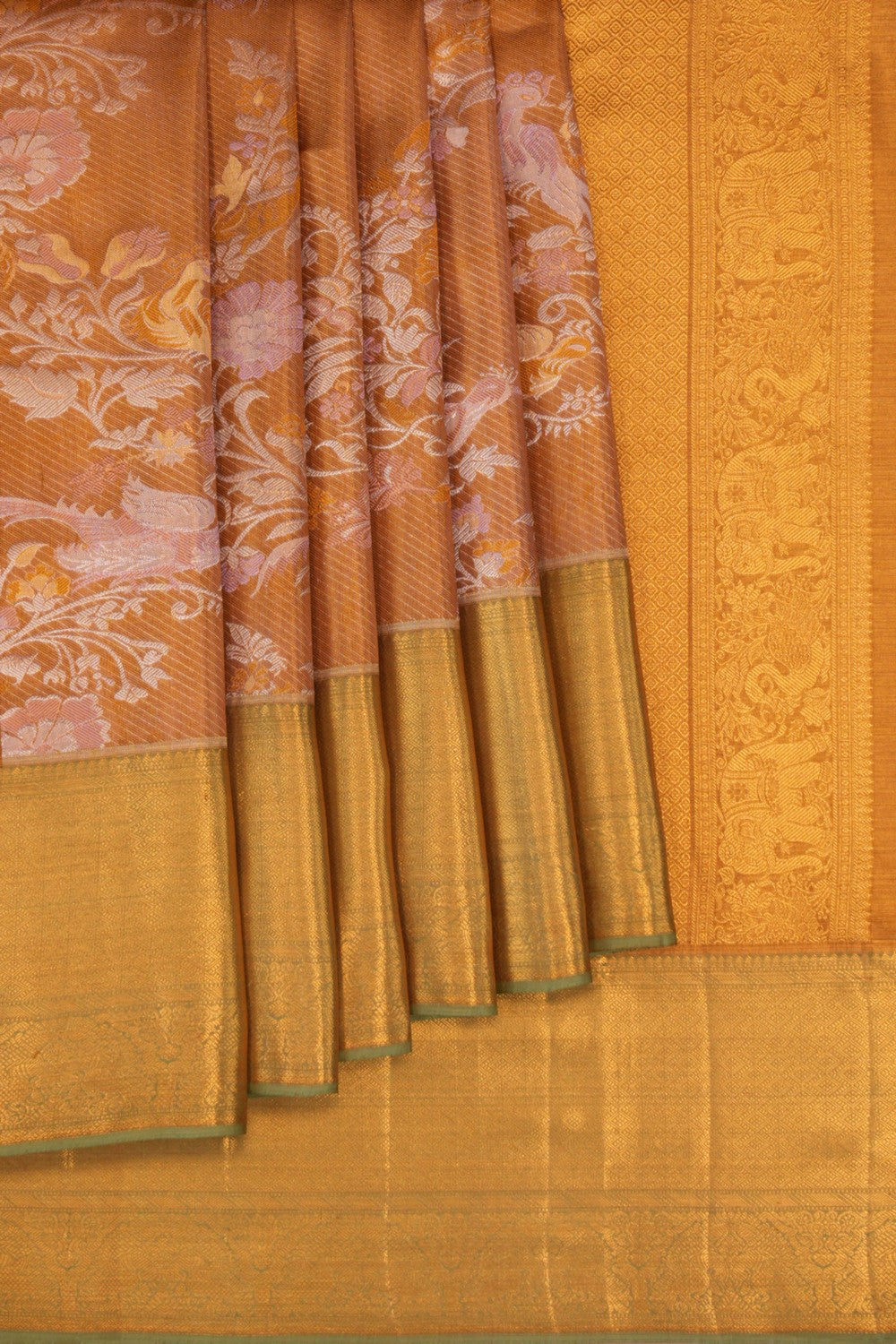 Kanchipattu Tissue Brocade Gold Saree