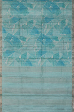 Image of Tussar Silk Sea Green Saree