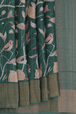 Image of Tussar Silk Green Saree