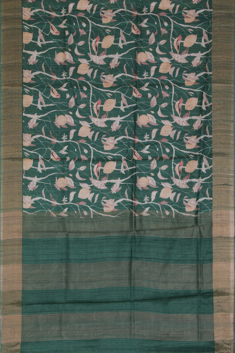 Tussar Silk Green Saree