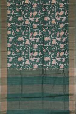 Image of Tussar Silk Green Saree