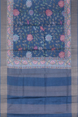 Image of Tussar Silk Blueberry Saree