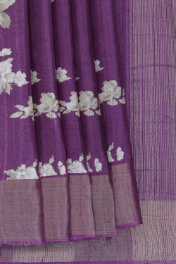 Image of Tussar Silk Violet Saree