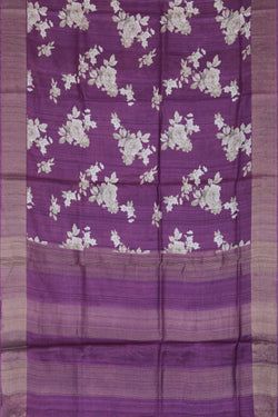 Image of Tussar Silk Violet Saree