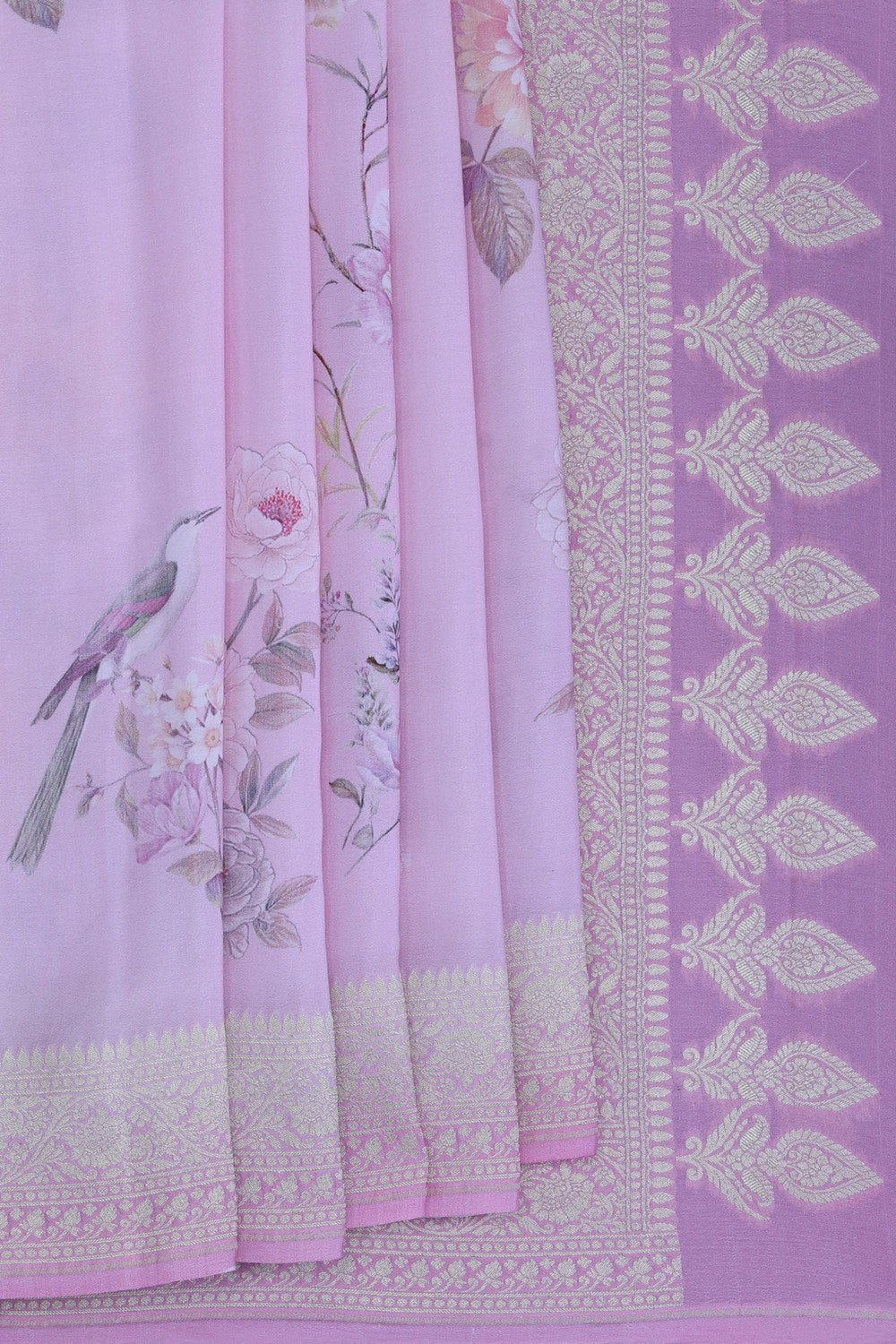 Banarasi Crepe Pink Saree