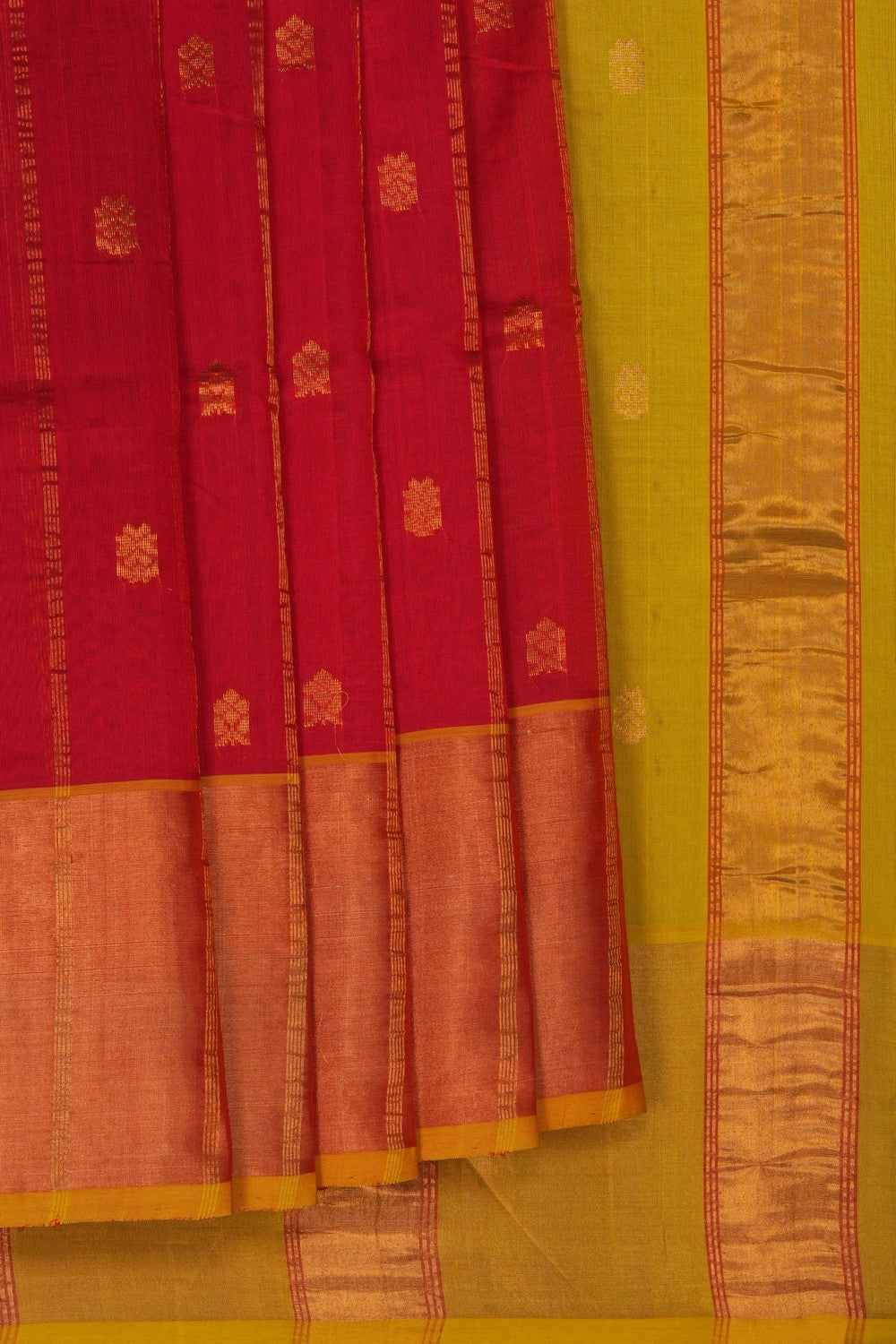 Image of South Cotton Silk Red Saree