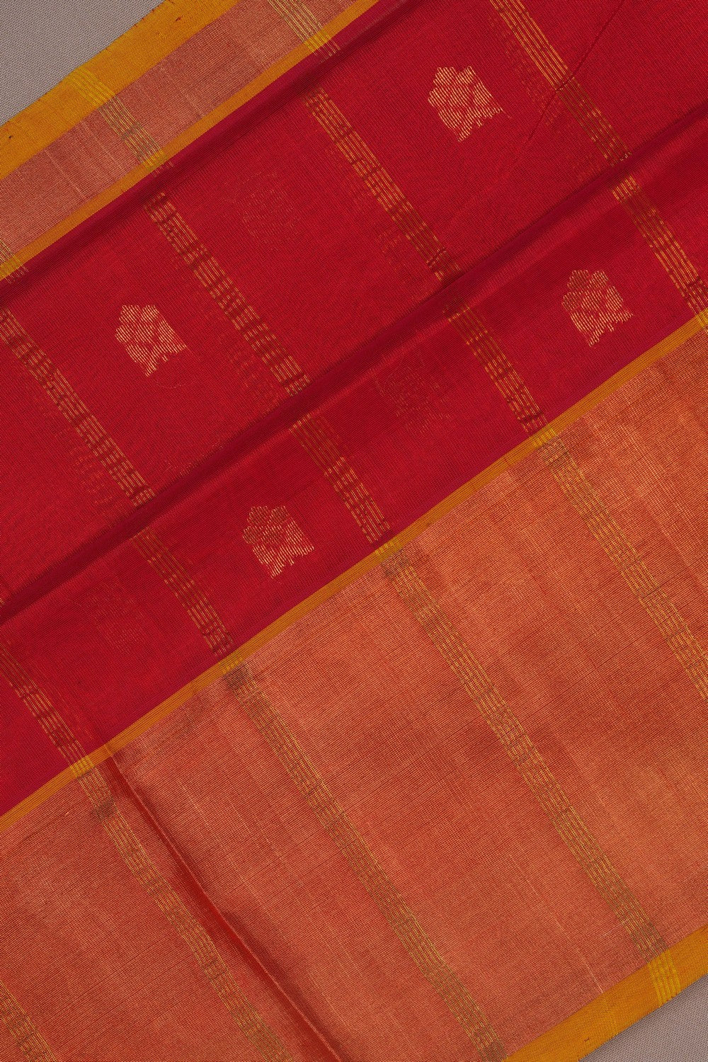 Image of South Cotton Silk Red Saree