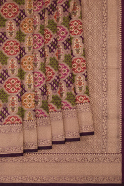 Image of Banarasi Katan Silk Violet Saree