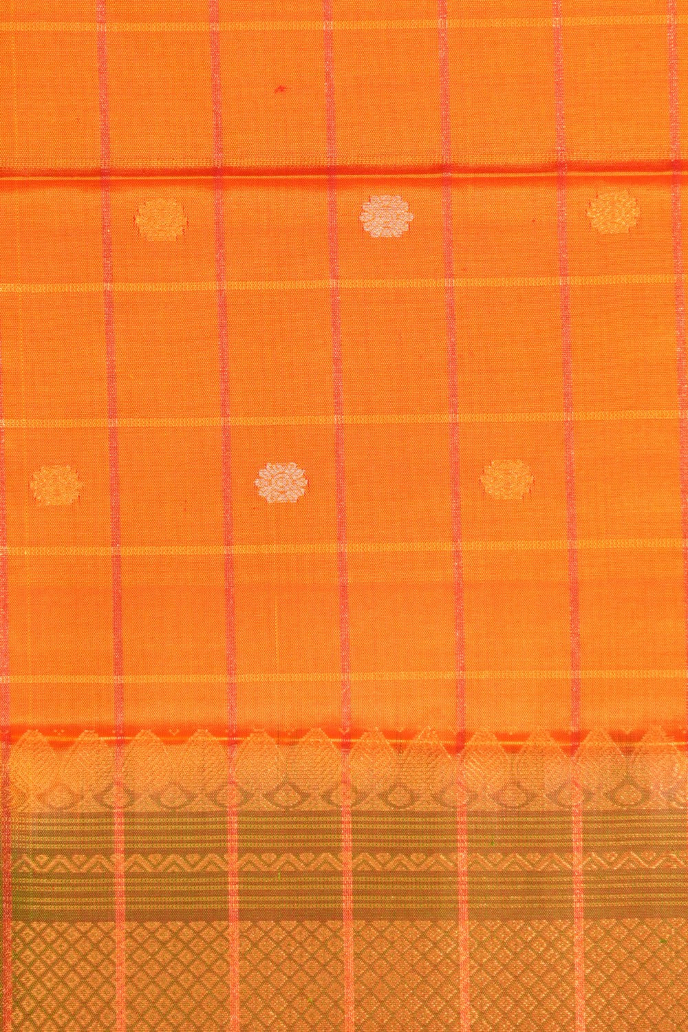 Gadwal Silk Kattam Orange Dupatta