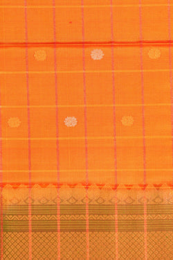 Image of Gadwal Silk Kattam Orange Dupatta