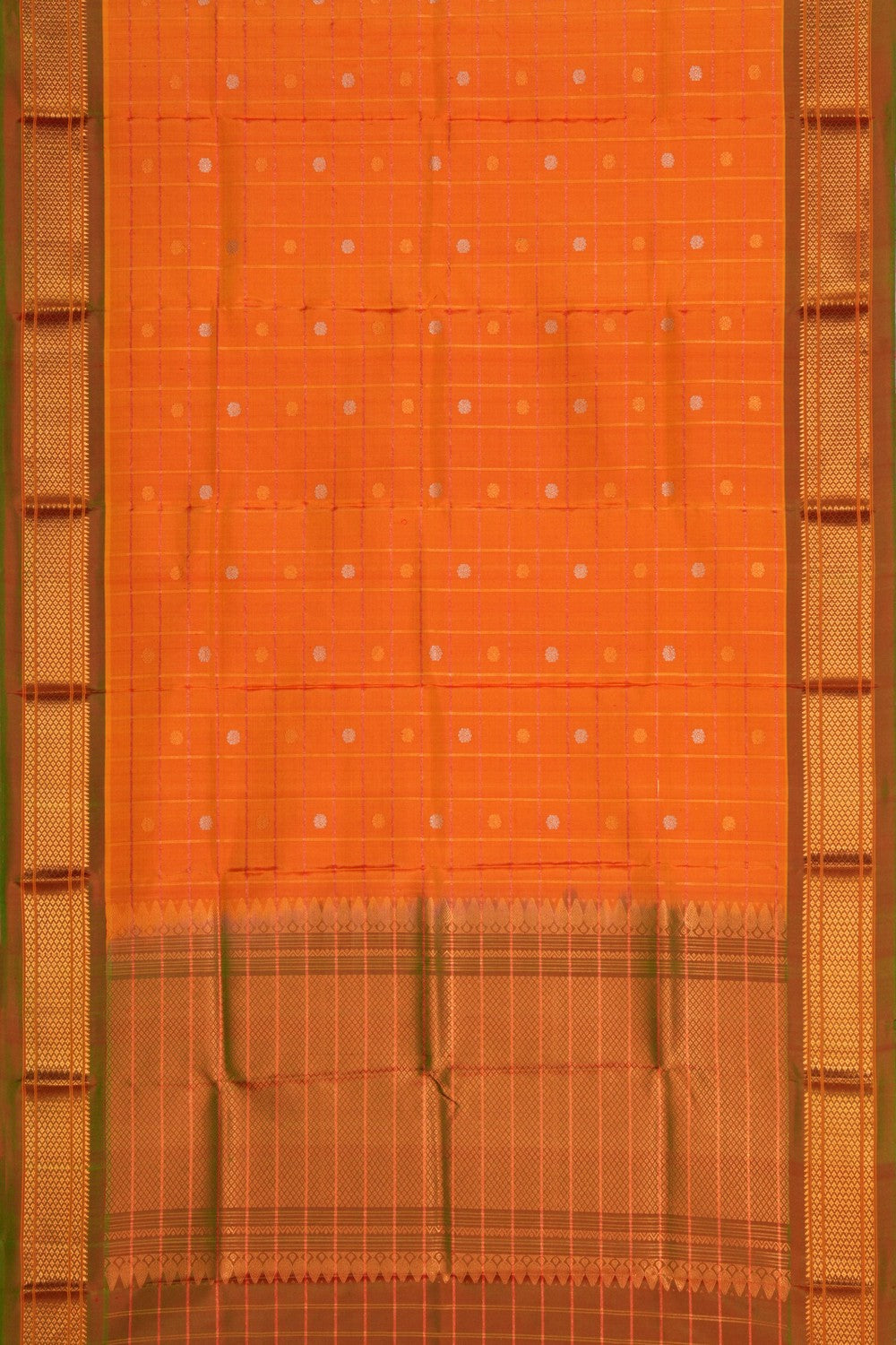 Gadwal Silk Kattam Orange Dupatta