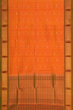 Image of Gadwal Silk Kattam Orange Dupatta