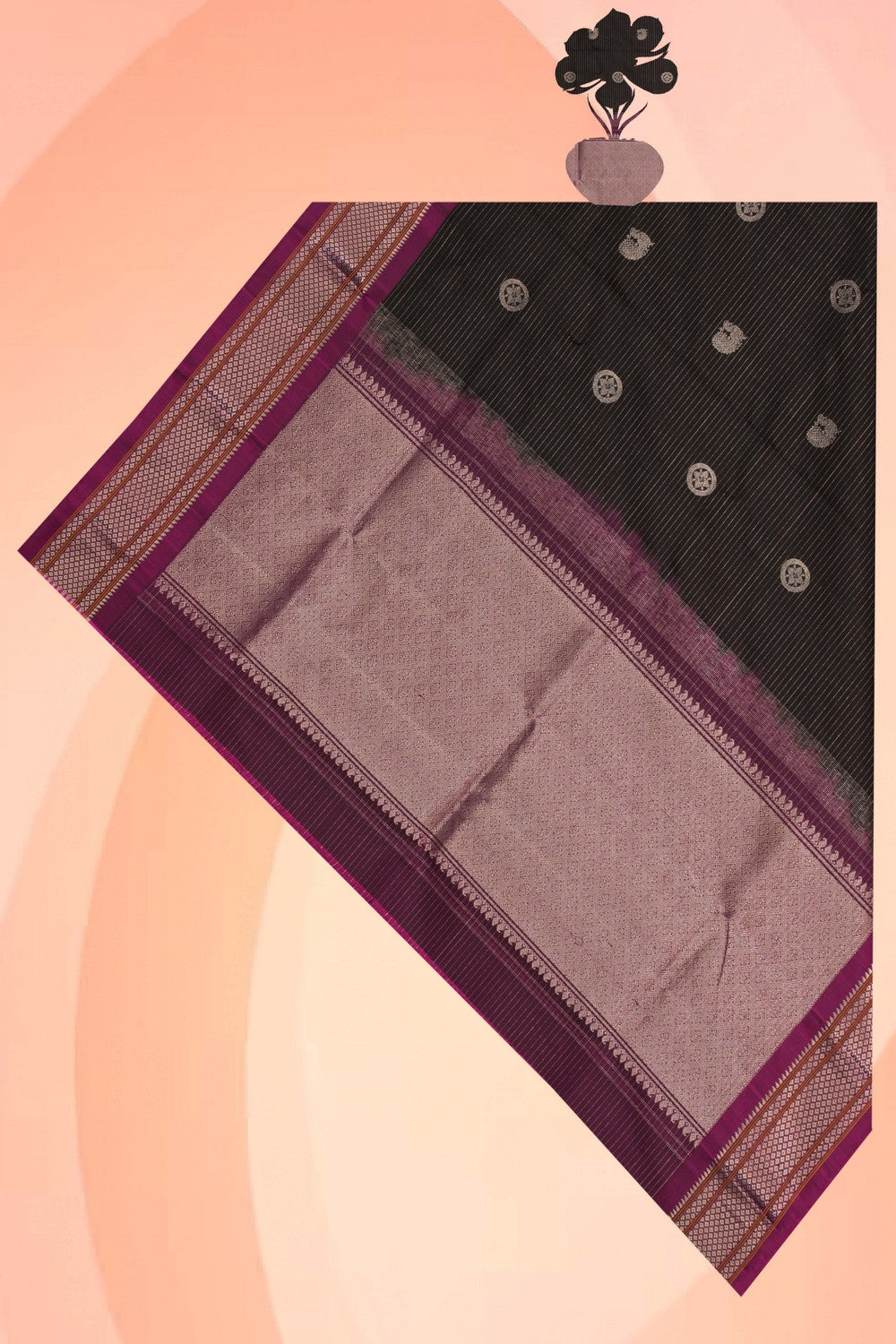 Gadwal Silk Black Dupatta