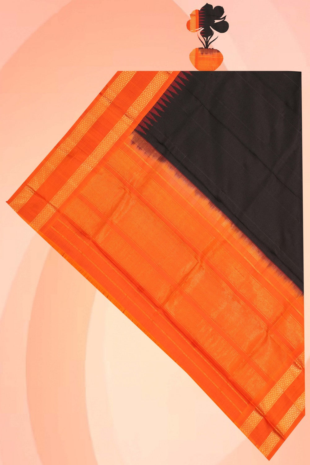 Gadwal Silk Plain Black Dupatta