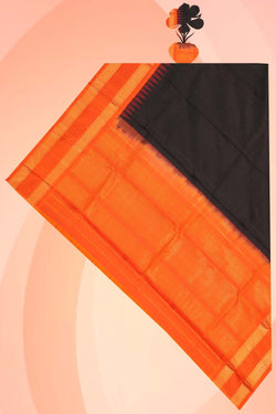 Image of Gadwal Silk Plain Black Dupatta