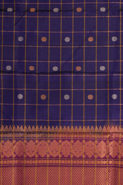 Image of Gadwal Silk Kattam Indigo Blue Dupatta