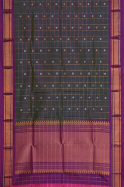 Image of Gadwal Silk Kattam Green Dupatta