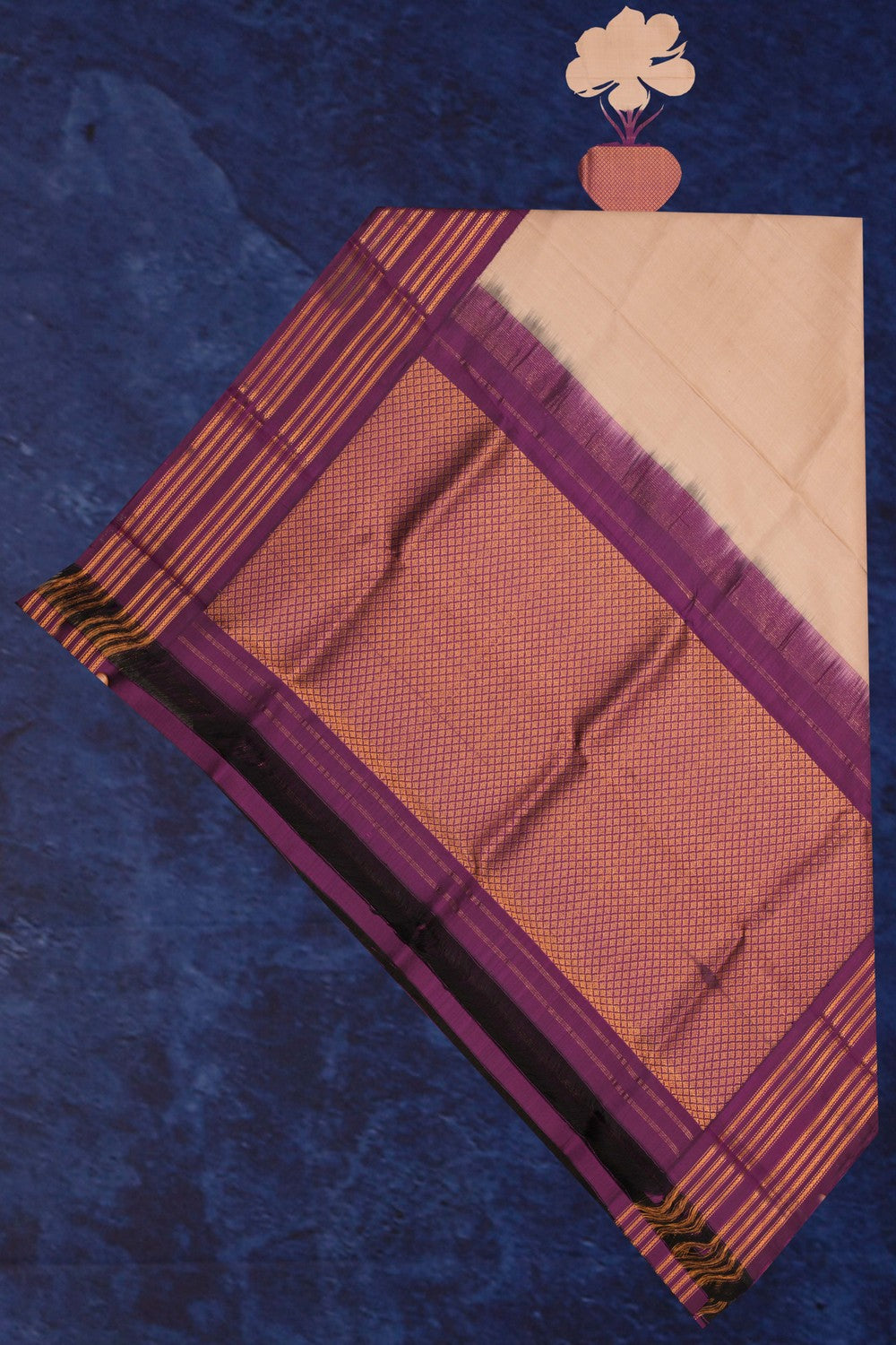 Gadwal Silk Plain Beige Dupatta