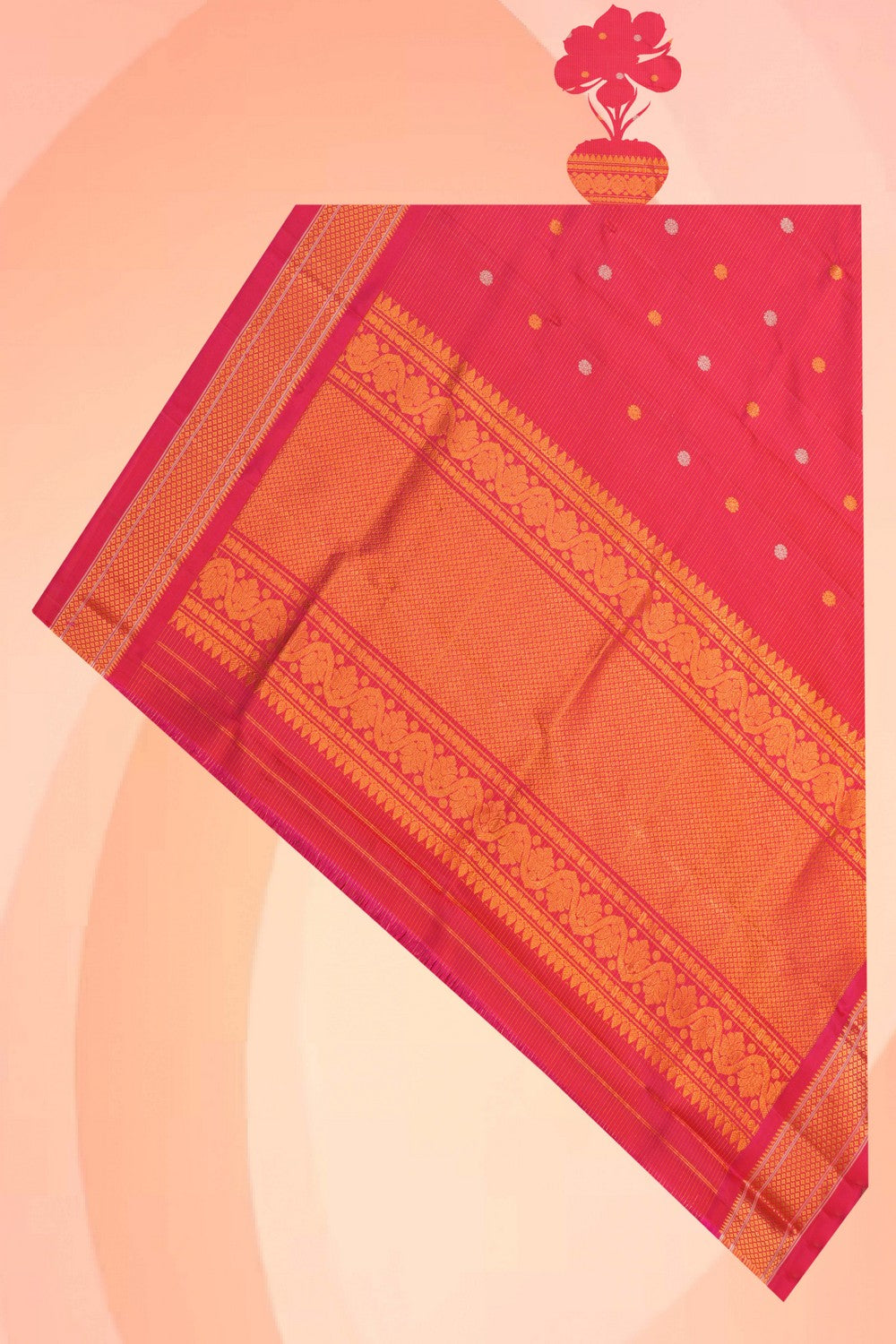 Gadwal Silk Pink Dupatta