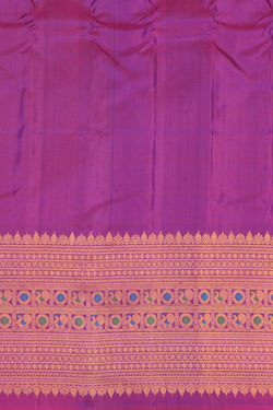 Image of Gadwal Pavada Indigo Blue Unstitched Set