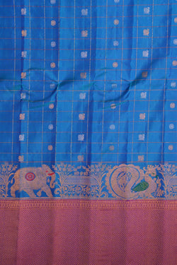 Image of Gadwal Pavada Blue Unstitched Set