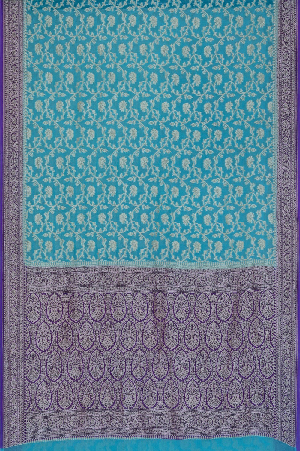 Banarasi Chiffon Aqua Blue Saree