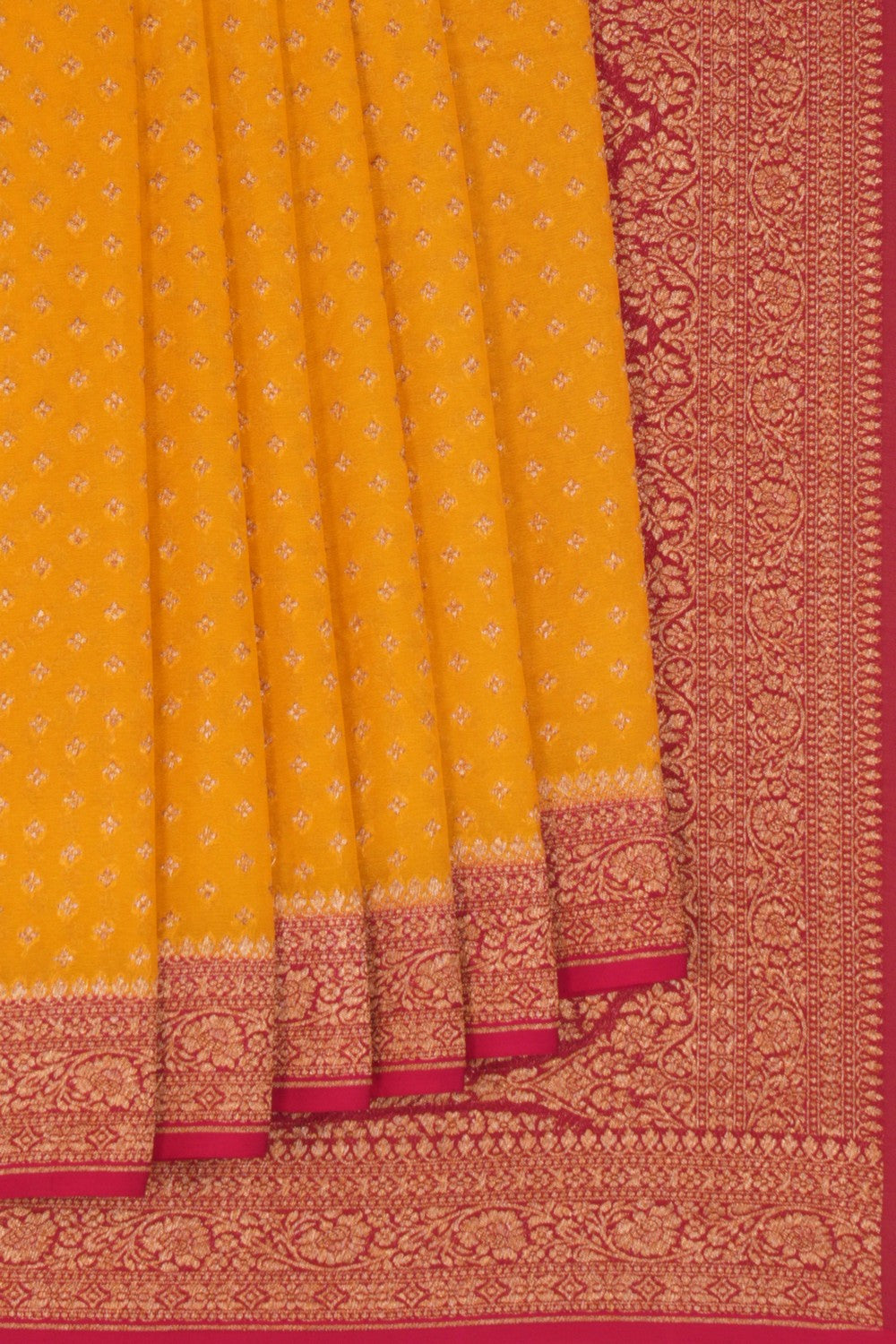 Banarasi Chiffon Yellow Saree