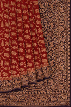 Image of Banarasi Chiffon Red Saree